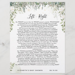 Esquerda - Direita Jogo Chá de fraldas