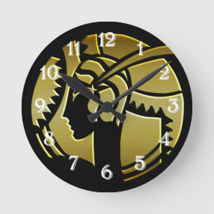 Esquerda do Deco de Arte na Dourada Relógio Redond