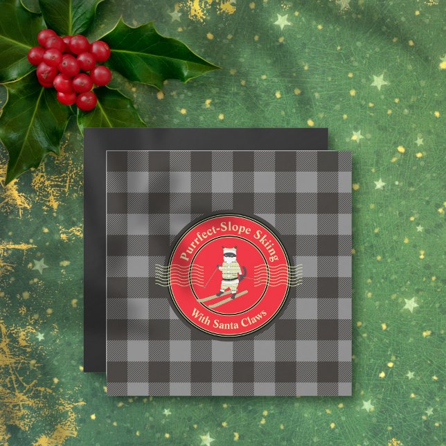Esqui de Encosta Perfeita com Cartão Magnético San (Purrfect-Slope Skiing with Santa Claws Magnet Card)