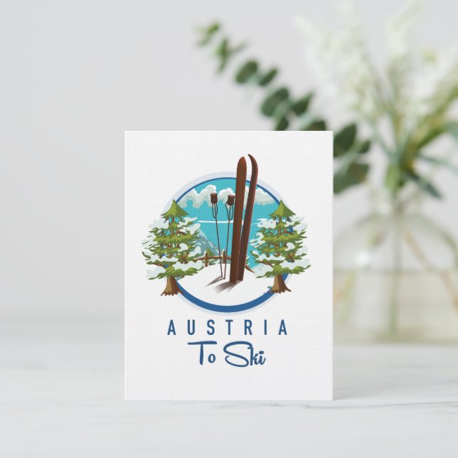 Esqui, logotipo de pôster de esqui. (Em pé/Frente)