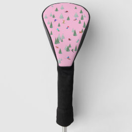 Esquiadores Esqui Alpino Ilustração Rosa Pastel