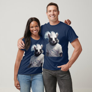 Esquilo antropomórfico caprichoso em uma camiseta