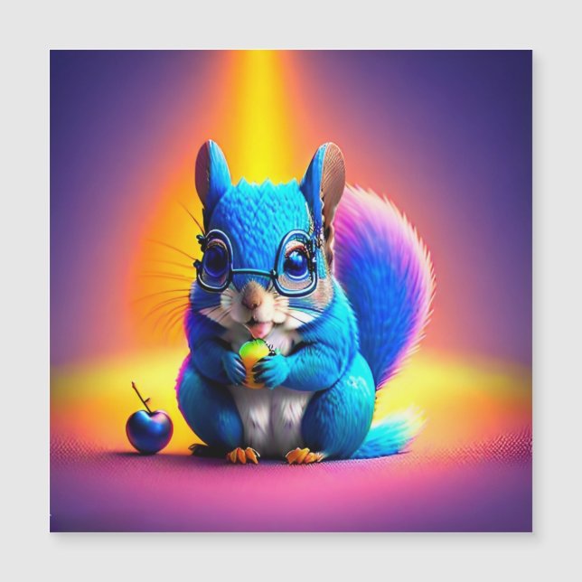 Esquilo Azul Comendo uma Fruta (Frente)