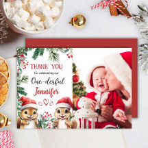 Esquilo Cinto de Natal 1º Cartões de agradecimento