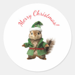 ESQUILO COM CHAPÉU DE PAPAI NOEL ADESIVOS DE NATAL