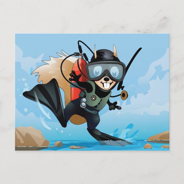 esquilo escubante no cartão postal de férias (Frente)