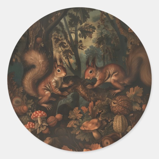 Esquilos - Autocolantes redondos para artigos de p (Frente)