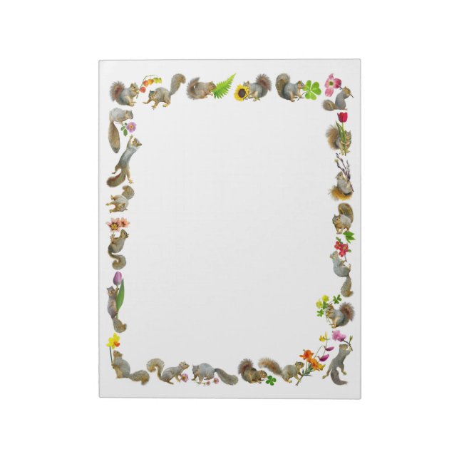 Esquilos com Bloco de Notas de Flores (Invertido)