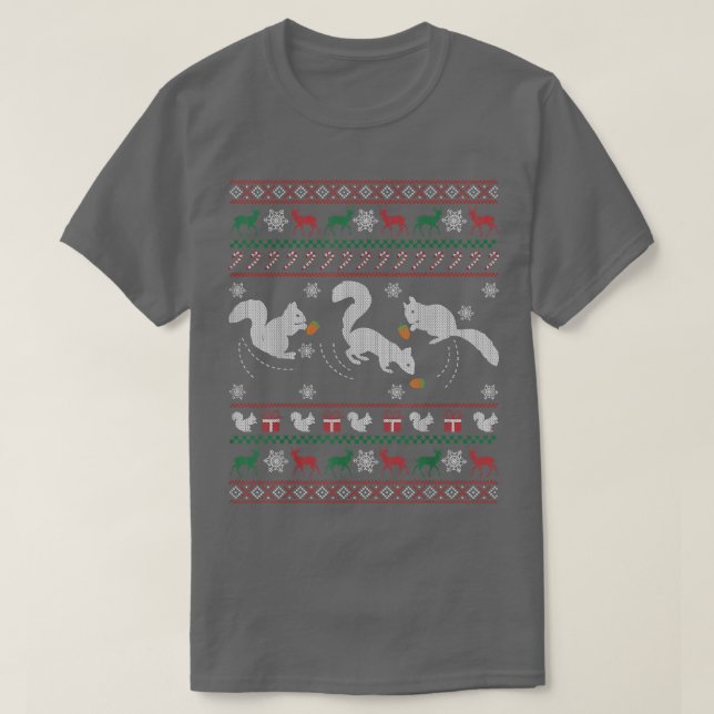 Esquilos Engraçados Presente de Suéter de Natal Fe (Frente do Design)