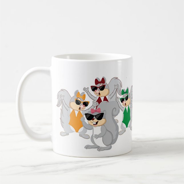Esquilos ilustrados com caneca design (Esquerda)