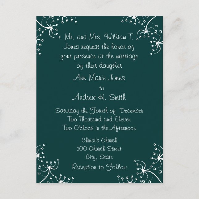 Esquinas de Flores Selvagens de Convite para Casam (Frente)