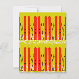 Esquis vermelhos em cartão amarelo