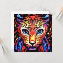 Esse Colorido Cartão de Leopardo com Visual Plano