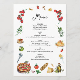 Esse é o cartão de menu Pasta Pizza