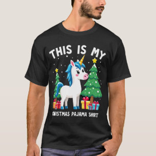 Esta é Minha Camisa de Pijama de Natal Unicórnio P
