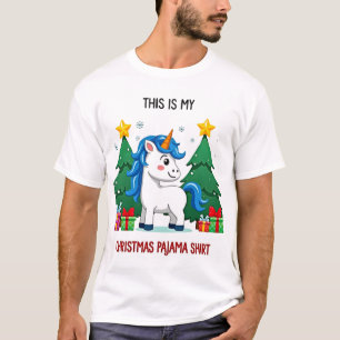 Esta é Minha Camisa de Pijama de Natal Unicórnio P