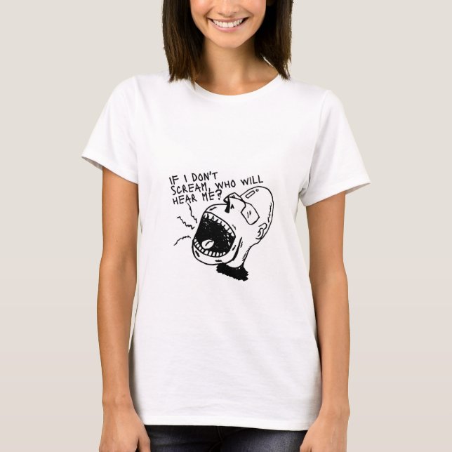 Esta é uma camiseta branca para mulheres (Frente)