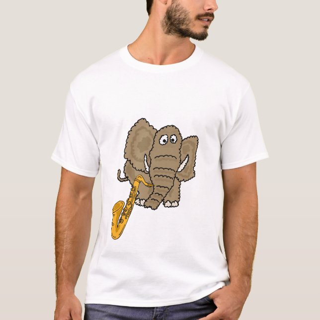 ESTÁ o elefante que joga o t-shirt do saxofone (Frente)