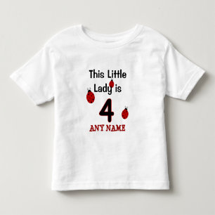 Esta Pequena Senhora tem 4 anos! Camiseta Ladybug 