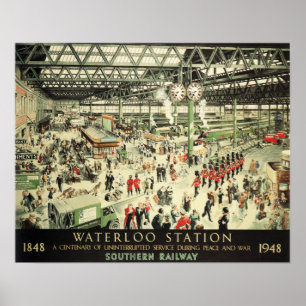 Estação de Waterloo Antiga no Sul do Poster ferr