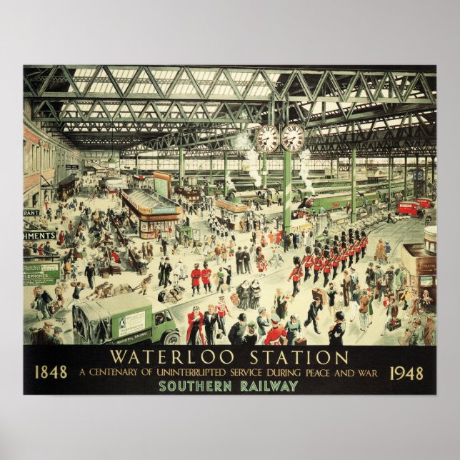 Estação de Waterloo Antiga no Sul do Poster ferrov (Frente)