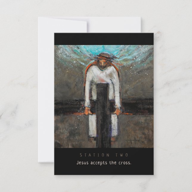 Estação Dois, Jesus Aceita Cartão de Oração Cruzad (Frente)