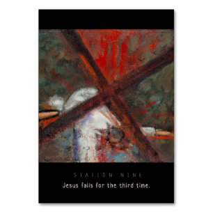 Estação nove, queda #3 de Jesus, cartão da oração