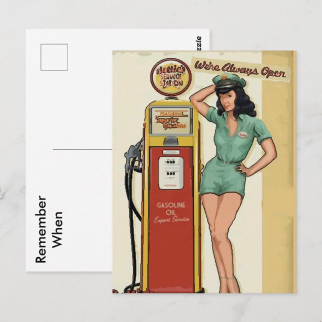 Estação Vintage Gas, editar texto Cartão postal (Frente/Verso)