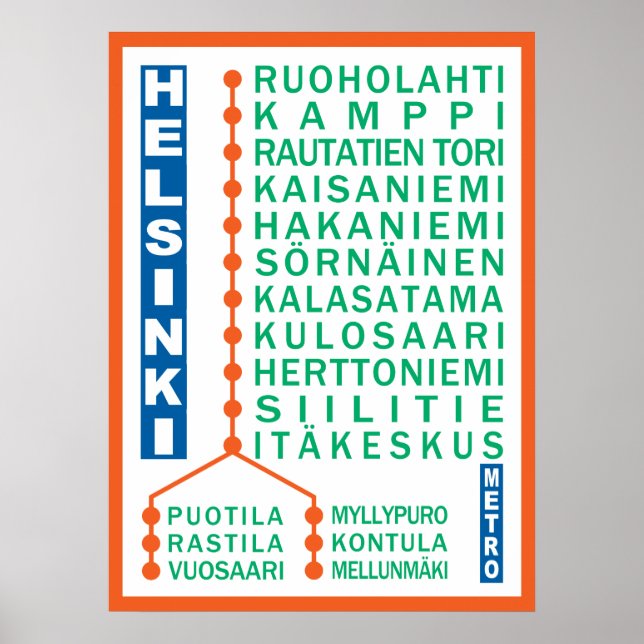 Estações de Metro de Helsínquia poster (Frente)