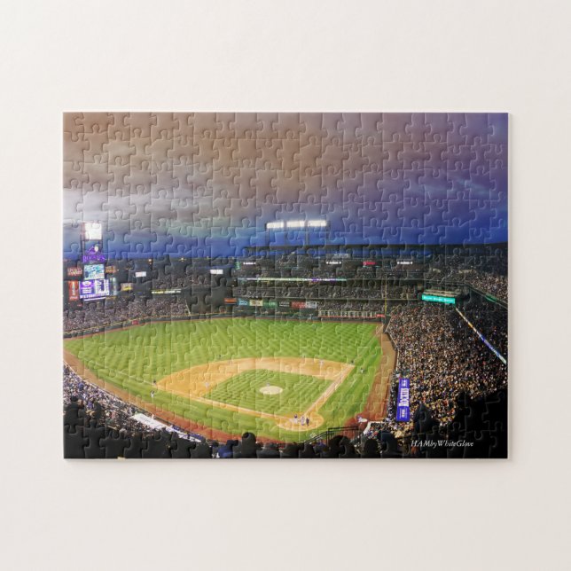 Estádio de baseball - Quebra-cabeça 11x14 com caix (Horizontal)
