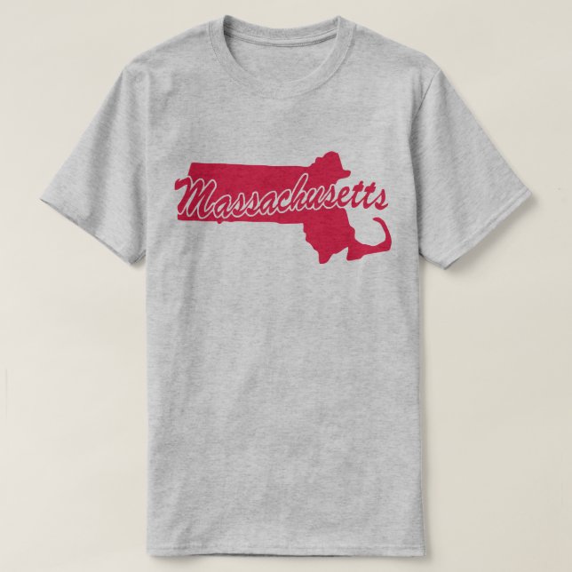 Estado da Camiseta em Forma de Massachusetts (Frente do Design)