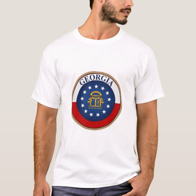 Estado da Geórgia Bandeira Selo T-Shirt (Frente)