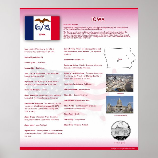Estado de Iowa, IA Poster (Frente)
