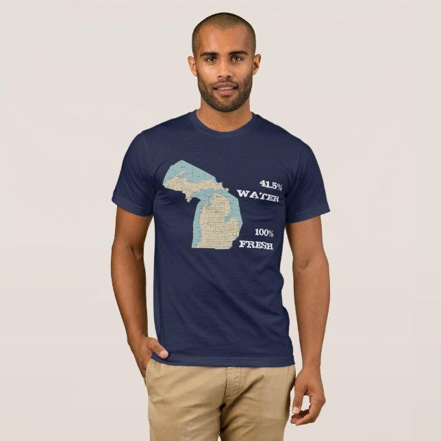 Estado de t-shirt de Michigan - água 41,5% - Fre (Frente Completa)