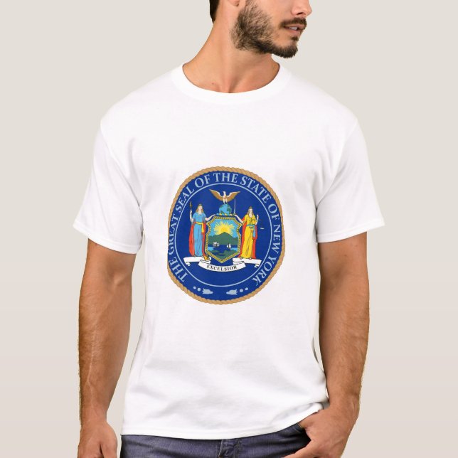 Estado de t-shirt do selo da bandeira de New York (Frente)