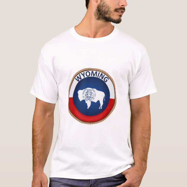 Estado do Wyoming Flag Seal T-Shirt (Frente)