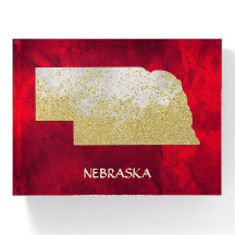 Estado Glitter Dourado de Nebraska em Vermelho