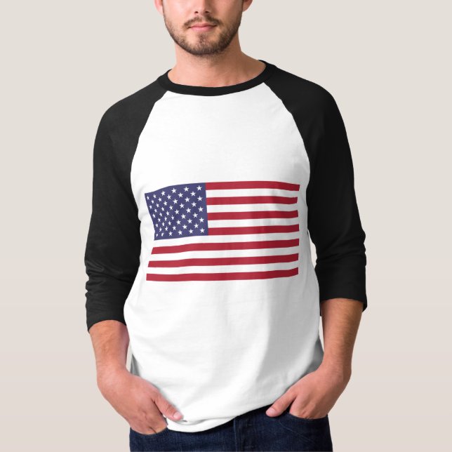 Estados Unidos bandeira vermelha azul-azul camisa  (Frente)