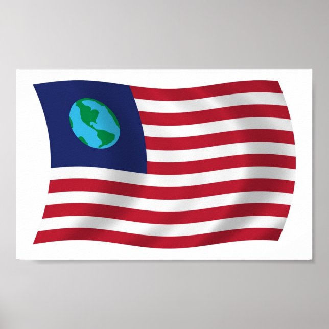 Estados Unidos da Terra Flag Poster Impressão (Frente)