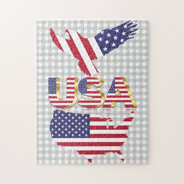 Estados Unidos Flag Map Quebra-cabeça American Eag (Vertical)