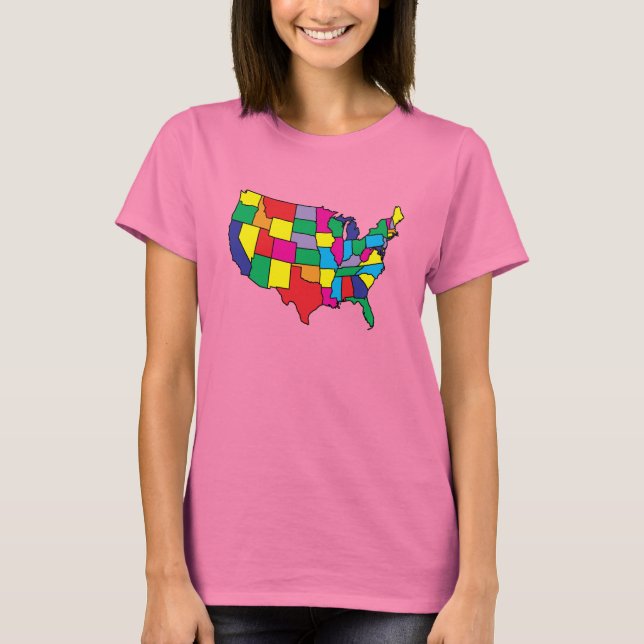 Estados Unidos mapeiam T-Shirt (Frente)
