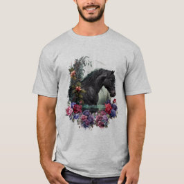 Estalhão Negro Com Camiseta Clássica Flores Gótica
