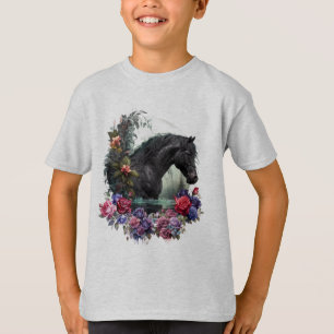 Estalhão Negro Com Camiseta Clássica Flores Gótica