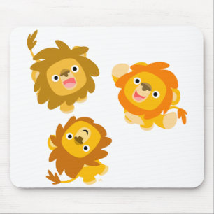 "Estamos aqui!" Cartoon Bonito Lions Mousepad