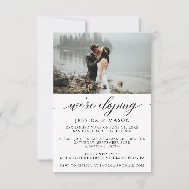 Estamos Fugindo Convite Anúncio de Casamento (Frente)