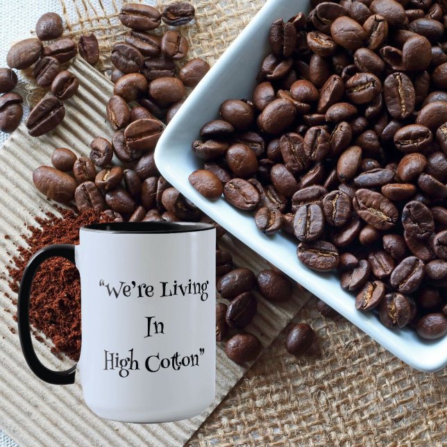 "Estamos Vivendo em Algodão Fino" Caneca de Café S (Criador carregado)