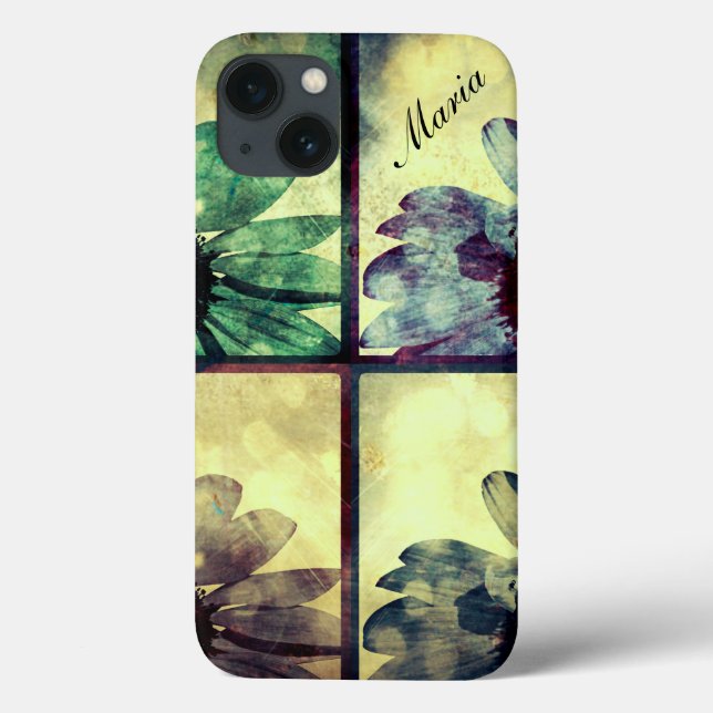 Estampa de Girassóis Verdes e Azuis iPad Case (Verso)