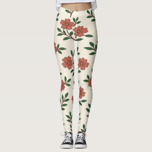Estampa de Legging Jardim Floral Rosa