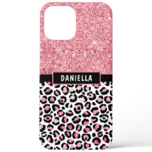 Estampa de leopardo com brilho em rosa personaliza