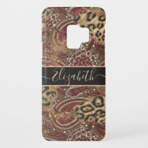 Estampa de Leopardo e Paisley Nome Personalizado